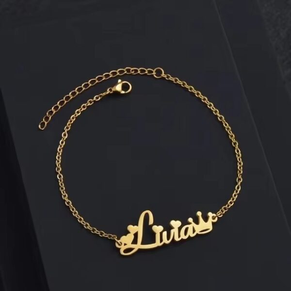 Custom Jewelry Bracelet Name with Chain | Gold & Silver - Image 2