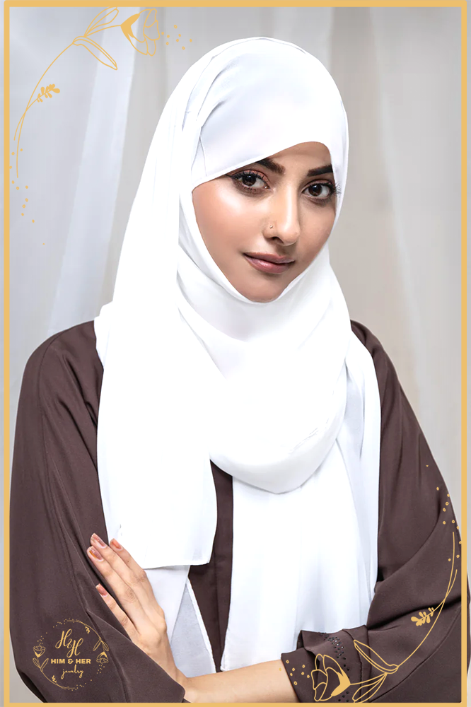 Plain Gerogette Hijab (Pure White)