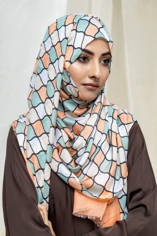 Arabi Lawn Hijab (Orange) - Image 2