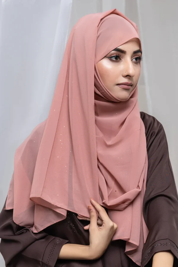 Glitter Georgette Hijab (Pink) - Image 2