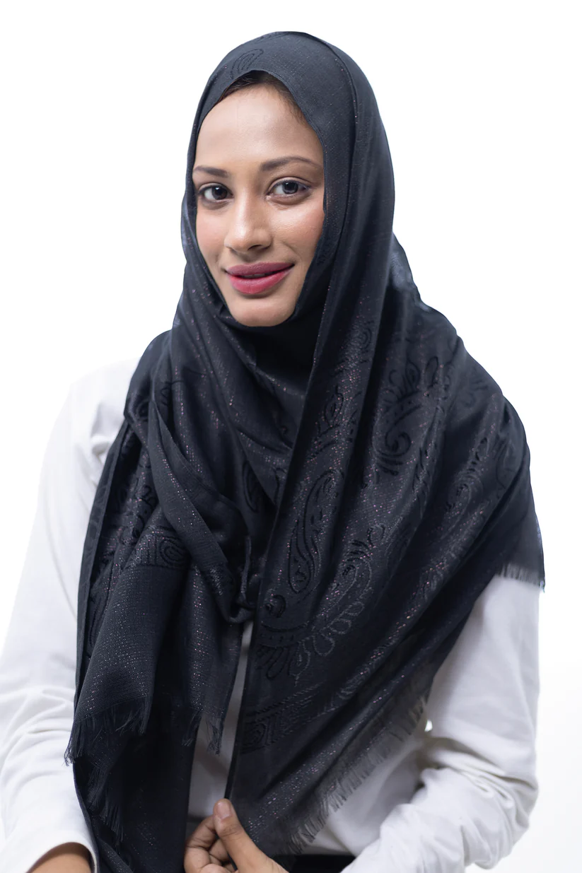 Moonlit Grace Hijab (Black) - Image 2