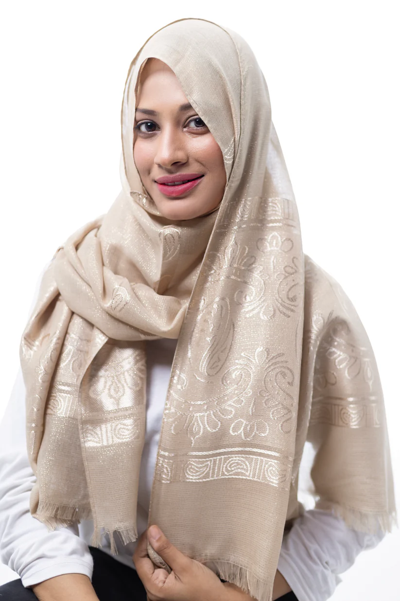 Moonlit Grace Hijab (Beige) - Image 2