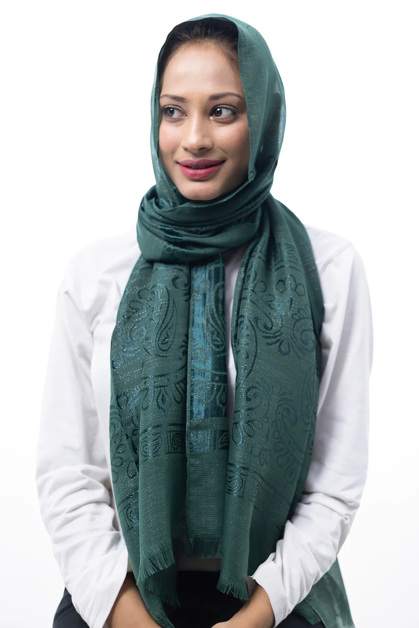 Moonlit Grace Hijab (Green) - Image 2