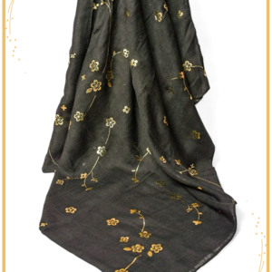 Golden Foil Lawn Hijab (Black)