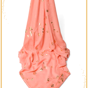Golden Foil Lawn Hijab (Coral)