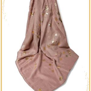 Golden Foil Lawn Hijab (Dusky Brown)
