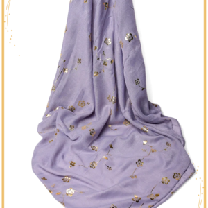 Golden Foil Lawn Hijab (Light Purple)