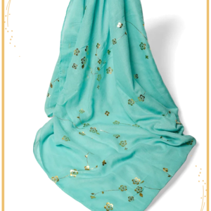 Golden Foil Lawn Hijab (Light Sea Green)