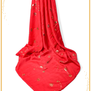 Golden Foil Lawn Hijab (Red)