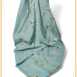 Golden Foil Lawn Hijab (Teal)
