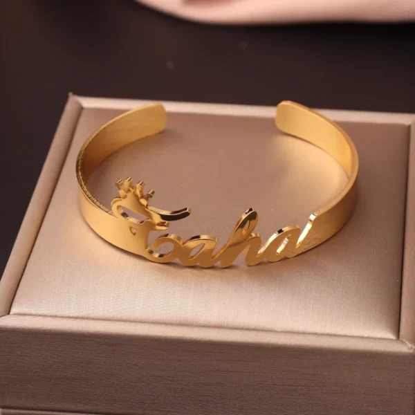 Custom Jewelry Bracelet Name with Bangle | Gold & Silver - Image 2